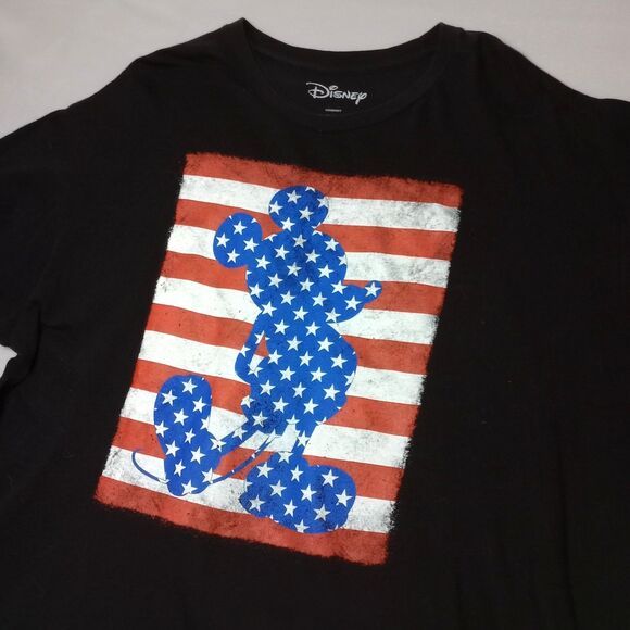 ⭐ Disney Patriotic Mickey Mouse Graphic Black Crewneck Short Sleeve T Shirt 2X - Picture 3 of 6